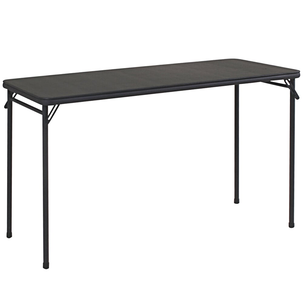 Bridgeport Essentials 20" x 48" Black Folding Table Vinyl Top Steel Frame