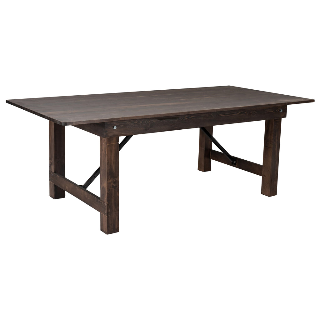 FLASH HERCULES Series 7' x 40" Rectangular Solid Pine Folding Farm Table