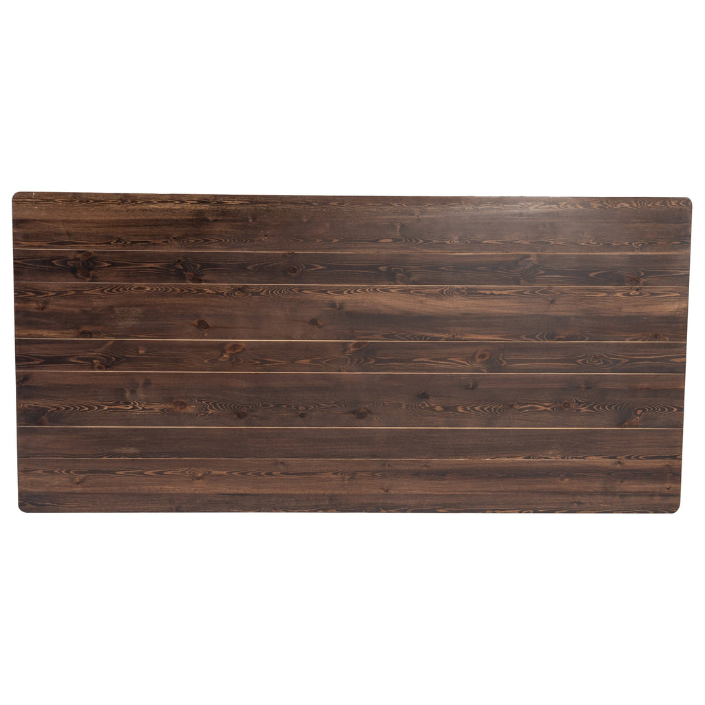 FLASH HERCULES Series 7' x 40" Rectangular Solid Pine Folding Farm Table
