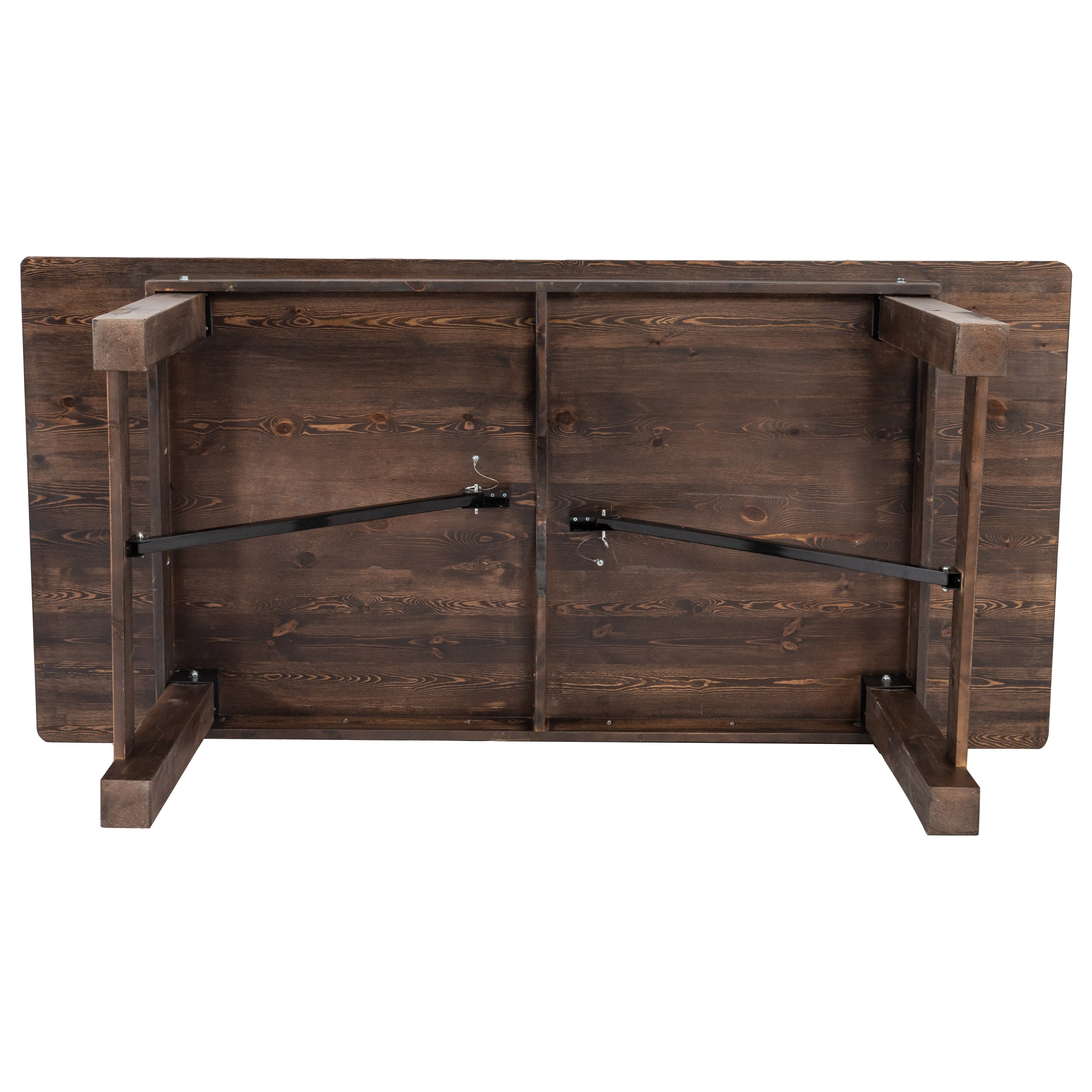 FLASH HERCULES Series 7' x 40" Rectangular Solid Pine Folding Farm Table