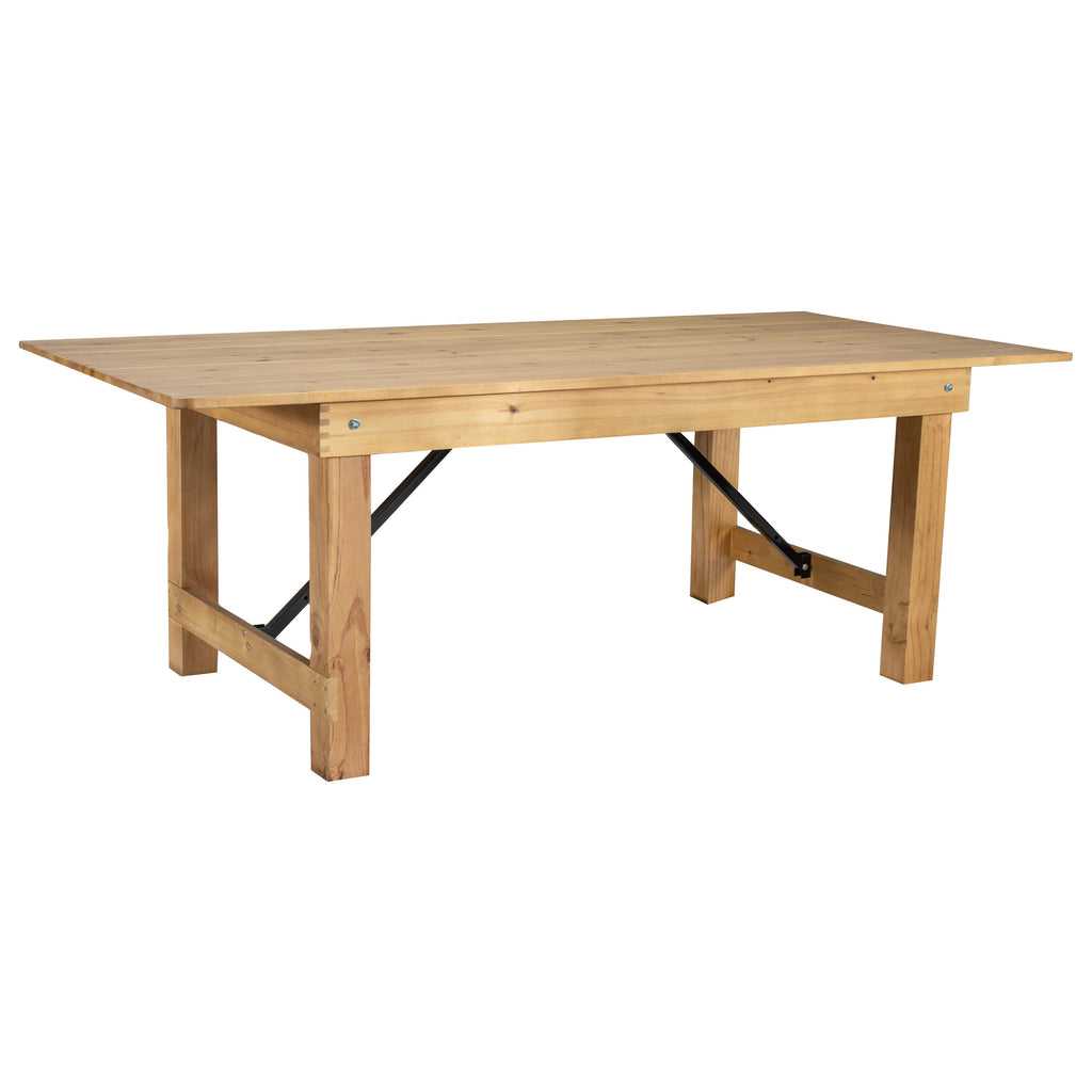 FLASH HERCULES Series 7' x 40" Rectangular Solid Pine Folding Farm Table