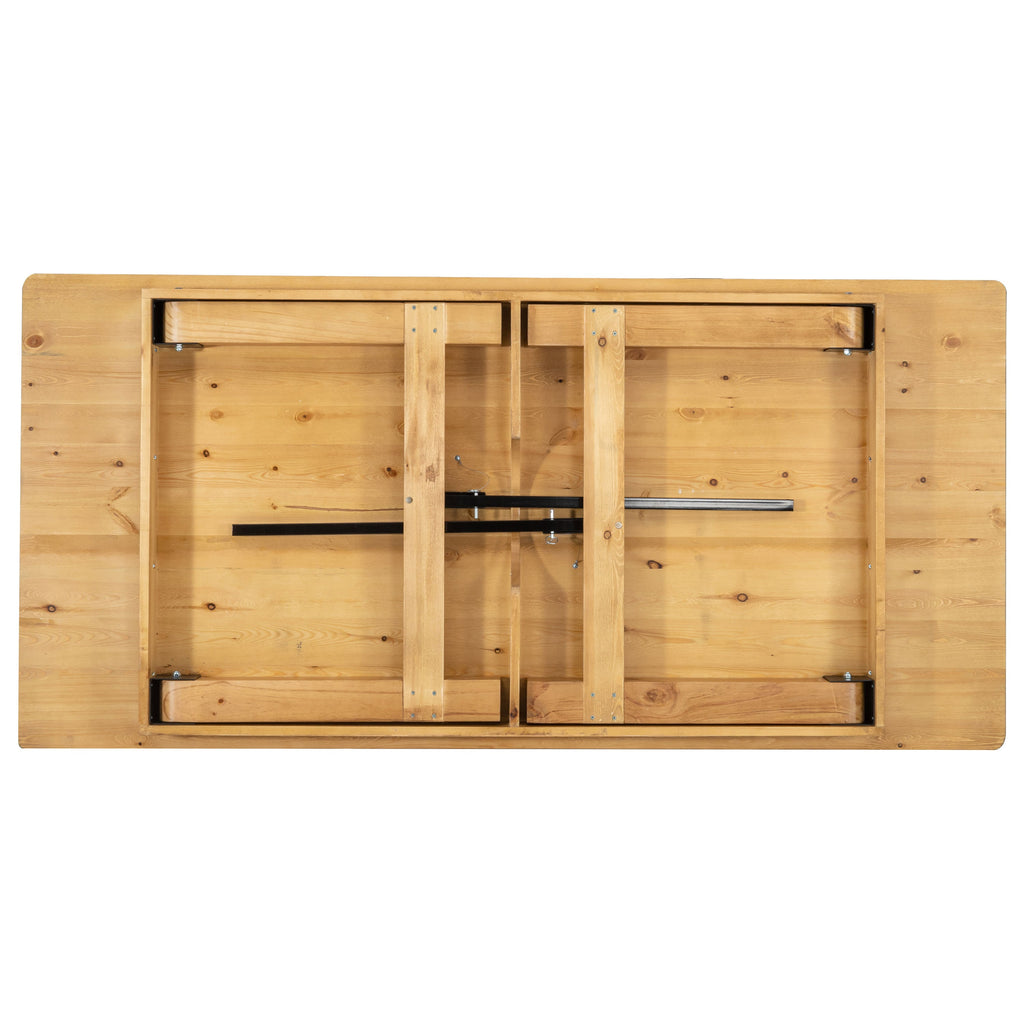 FLASH HERCULES Series 7' x 40" Rectangular Solid Pine Folding Farm Table