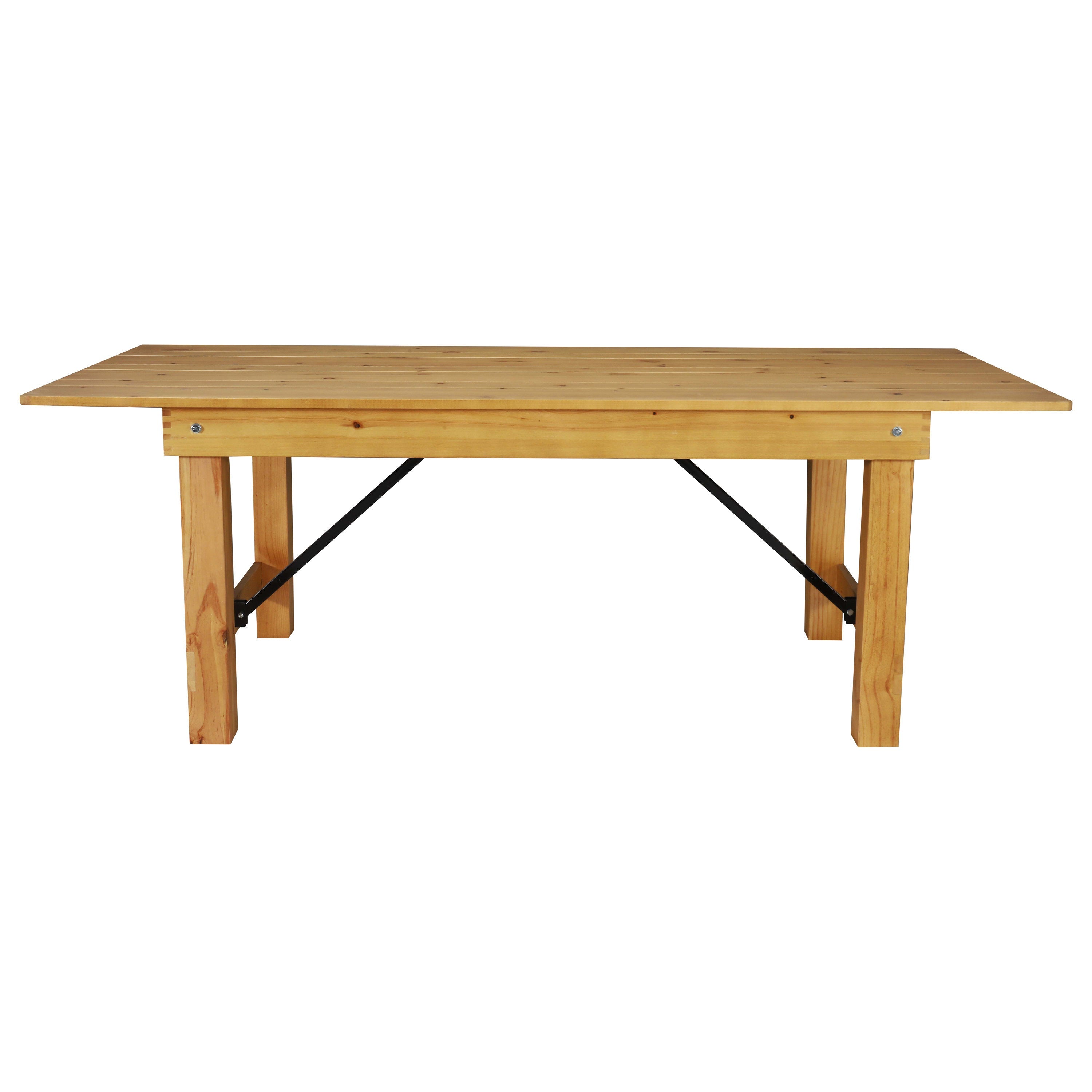 FLASH HERCULES Series 7' x 40" Rectangular Solid Pine Folding Farm Table