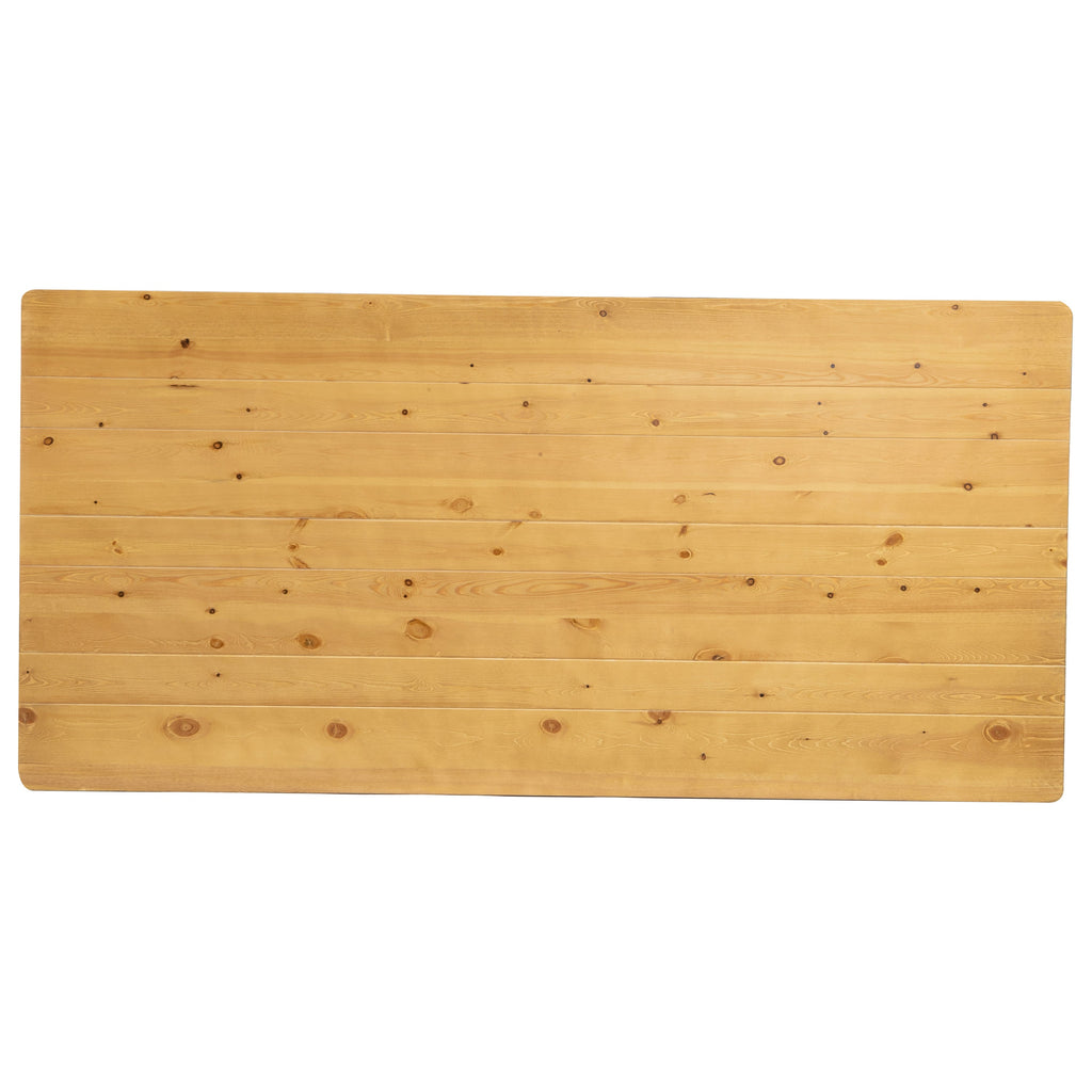 FLASH HERCULES Series 7' x 40" Rectangular Solid Pine Folding Farm Table