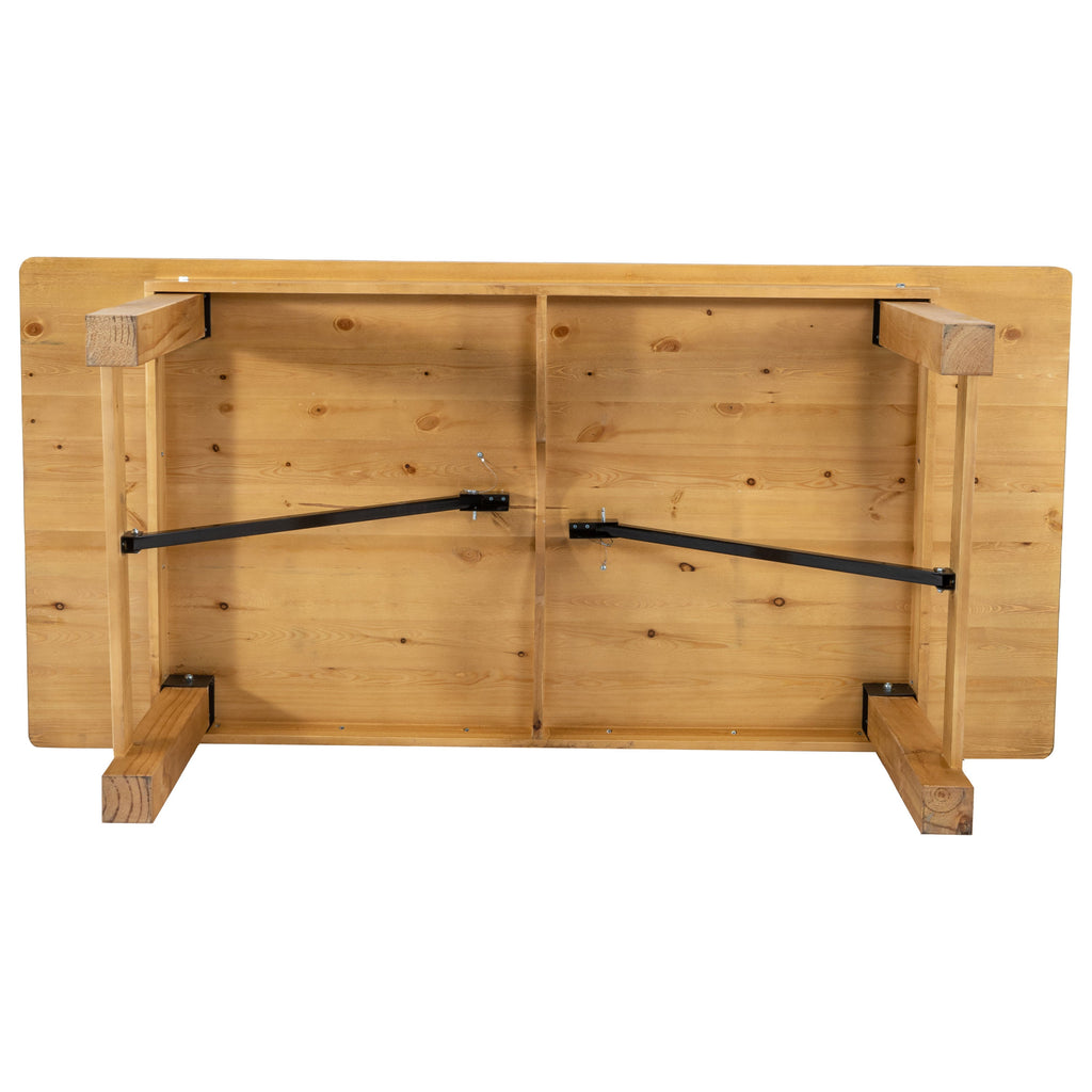 FLASH HERCULES Series 7' x 40" Rectangular Solid Pine Folding Farm Table