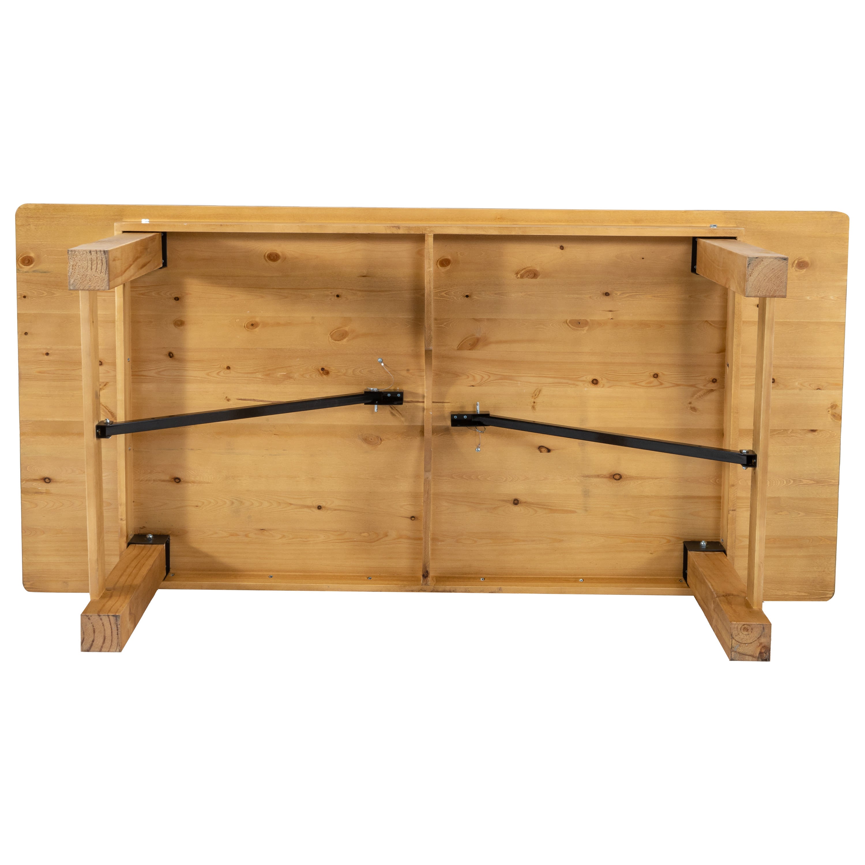 FLASH HERCULES Series 7' x 40" Rectangular Solid Pine Folding Farm Table