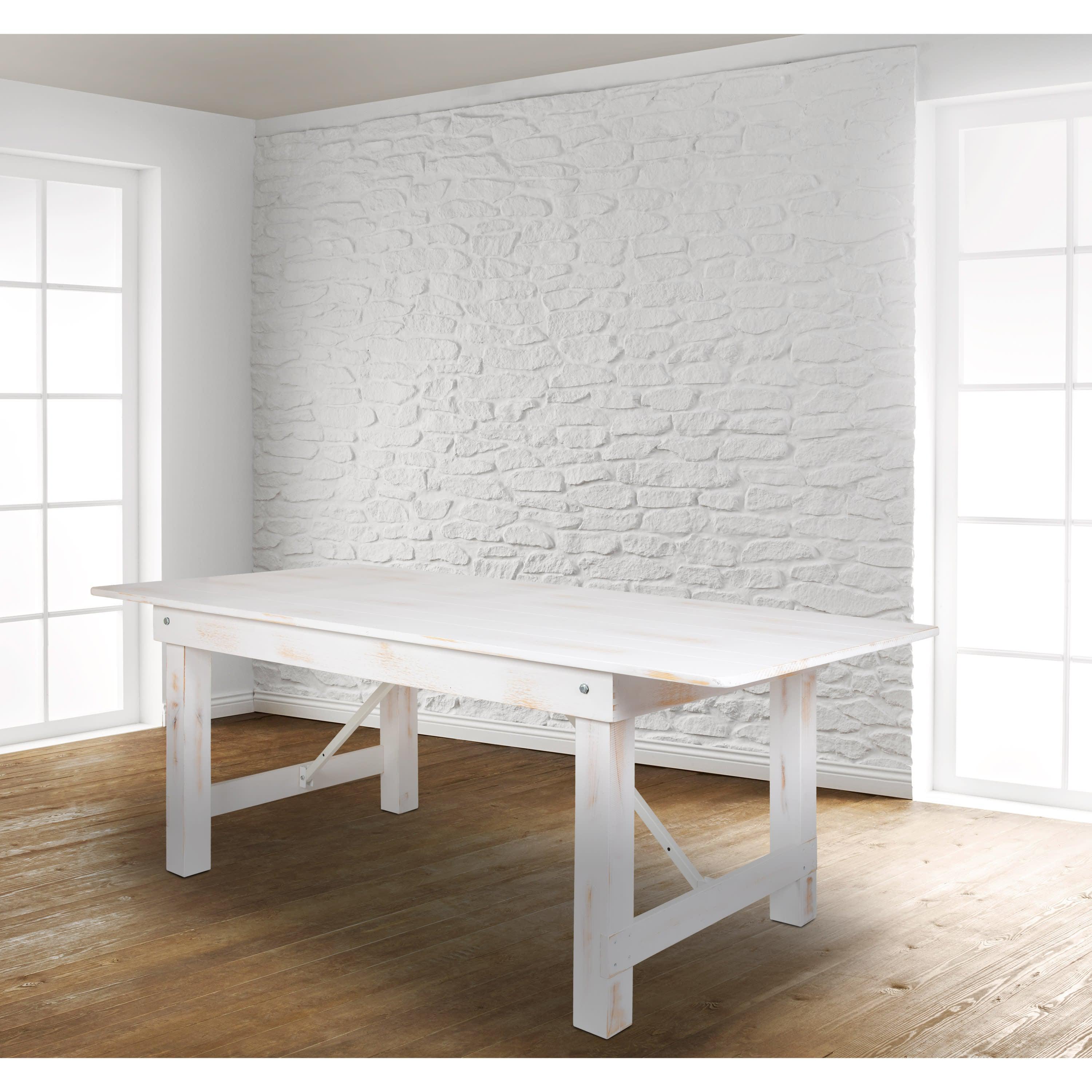 FLASH HERCULES Series 7' x 40" Rectangular Solid Pine Folding Farm Table