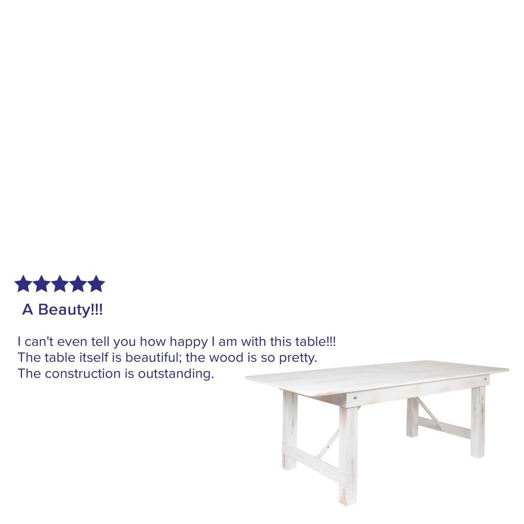 FLASH HERCULES Series 7' x 40" Rectangular Solid Pine Folding Farm Table