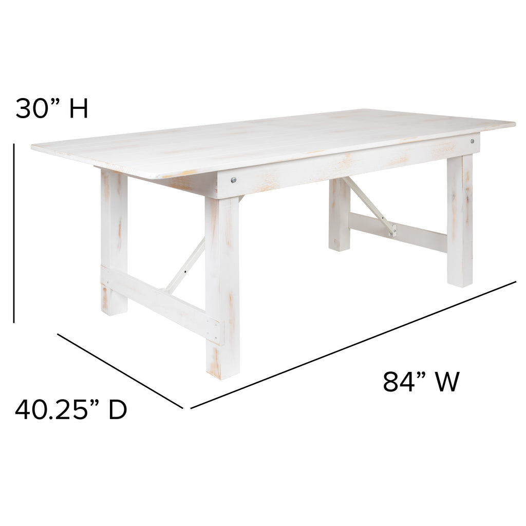 FLASH HERCULES Series 7' x 40" Rectangular Solid Pine Folding Farm Table