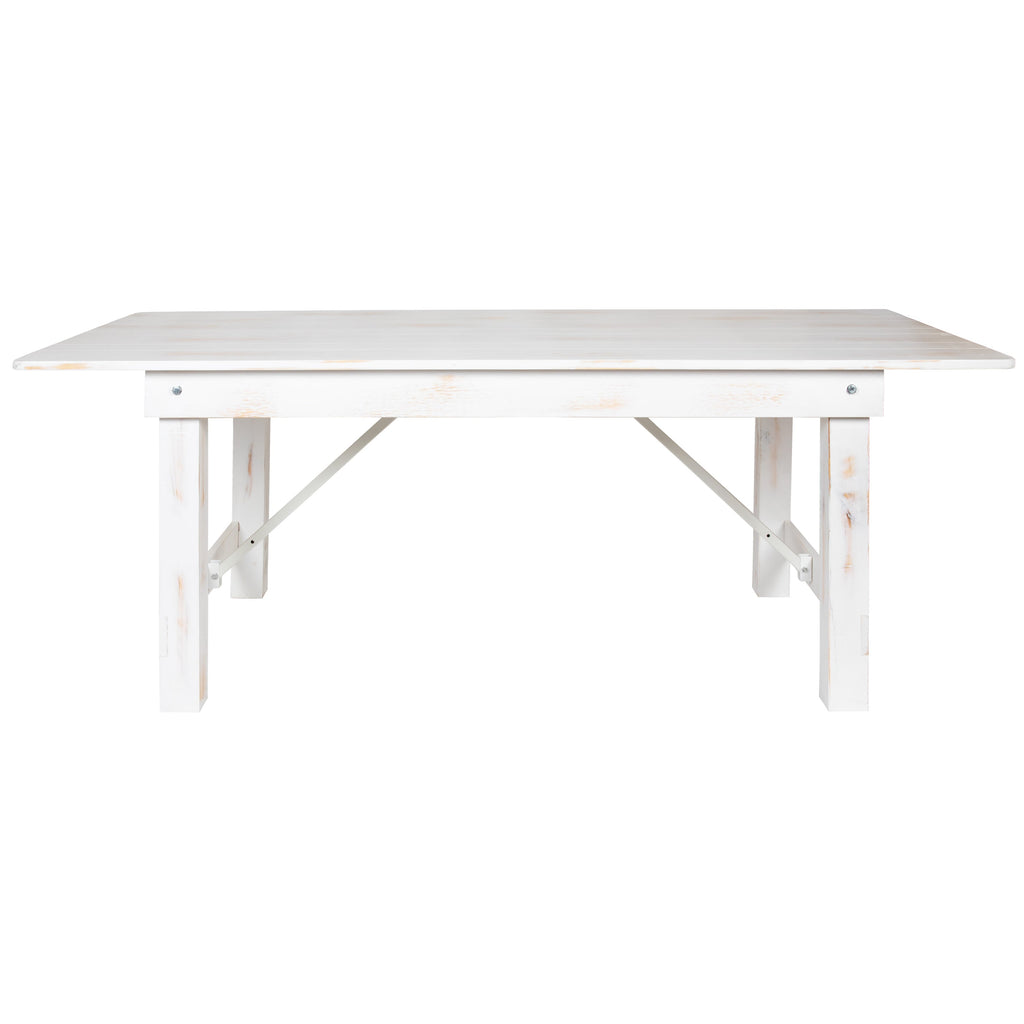 FLASH HERCULES Series 7' x 40" Rectangular Solid Pine Folding Farm Table