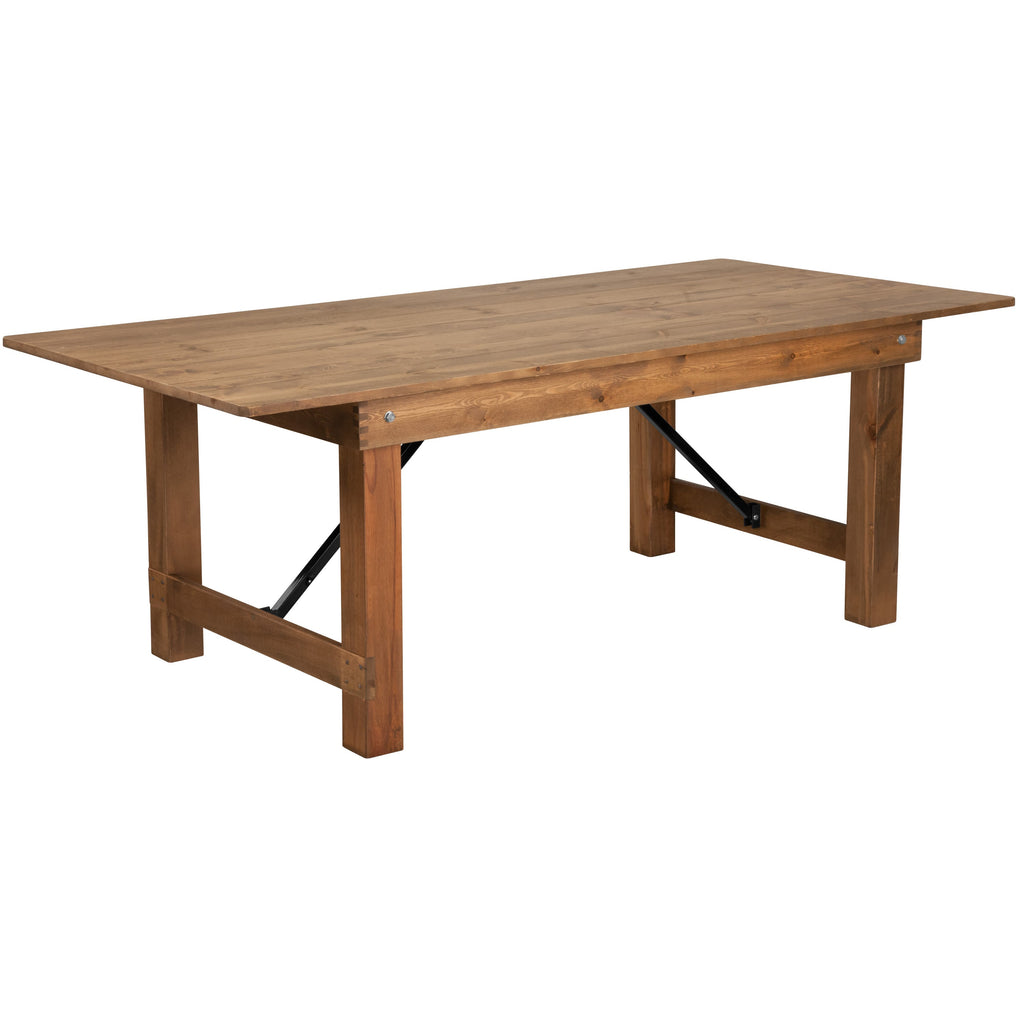 FLASH HERCULES Series 7' x 40" Rectangular Solid Pine Folding Farm Table