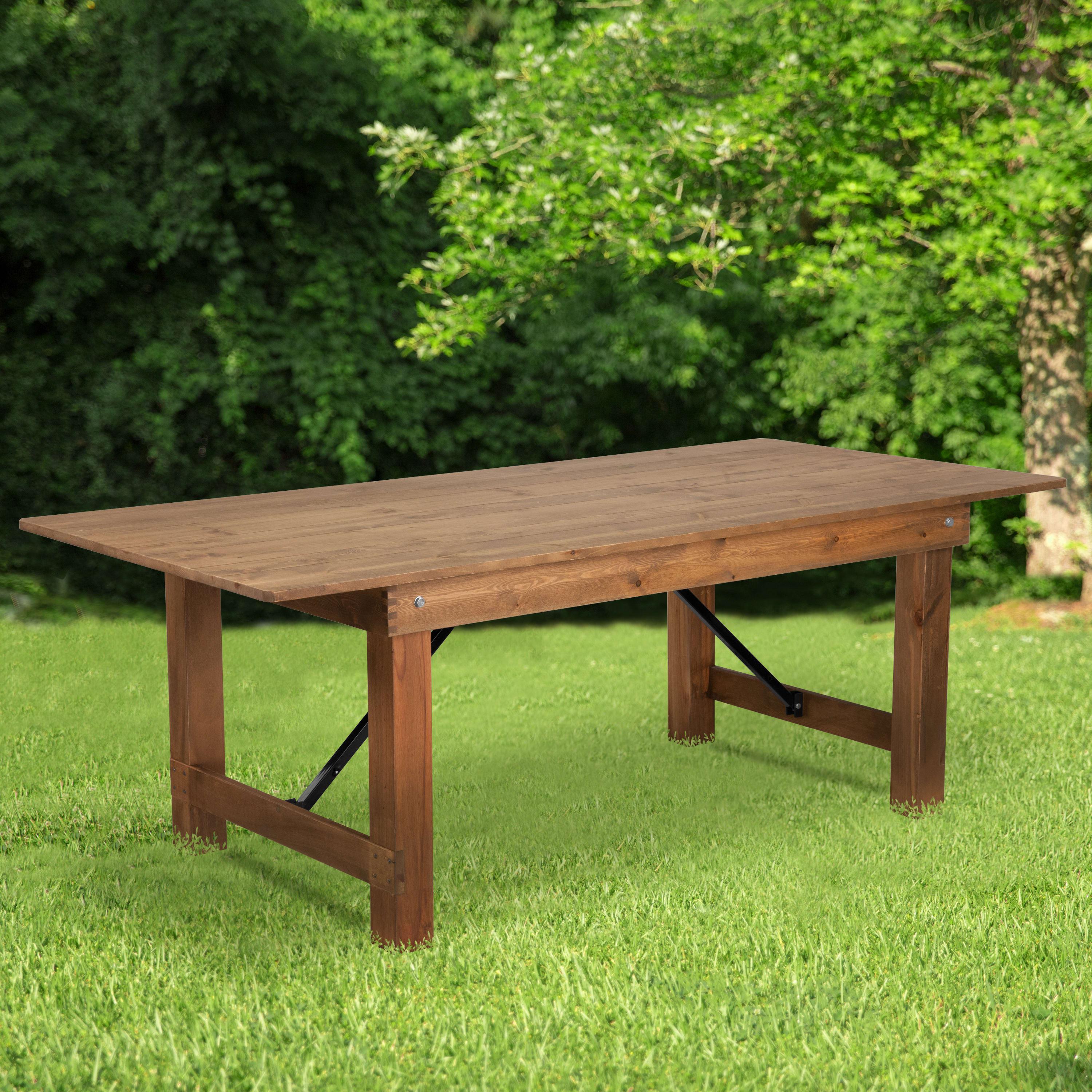 FLASH HERCULES Series 7' x 40" Rectangular Solid Pine Folding Farm Table