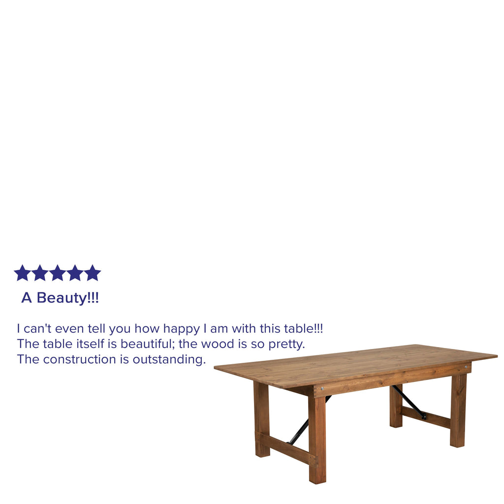 FLASH HERCULES Series 7' x 40" Rectangular Solid Pine Folding Farm Table