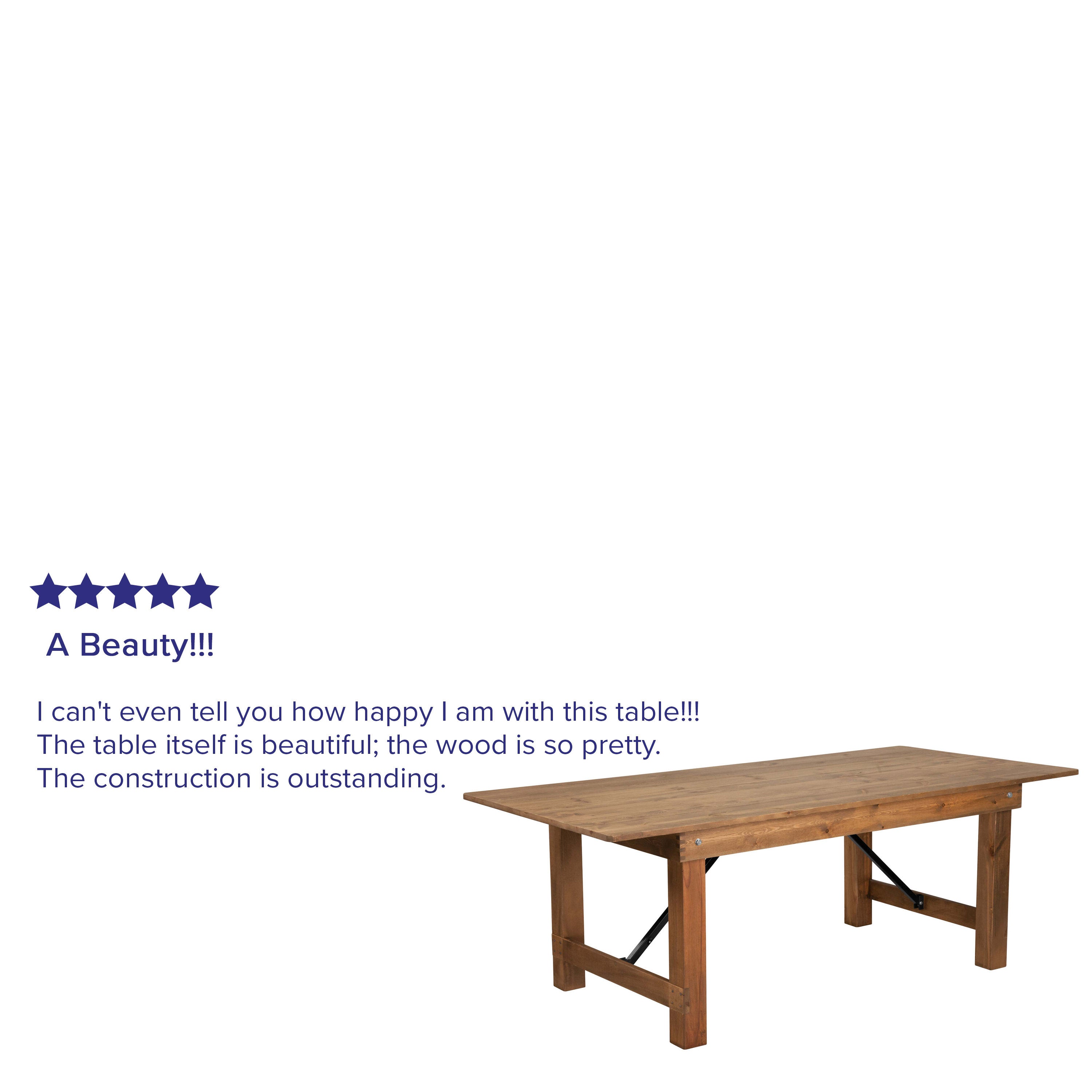 FLASH HERCULES Series 7' x 40" Rectangular Solid Pine Folding Farm Table