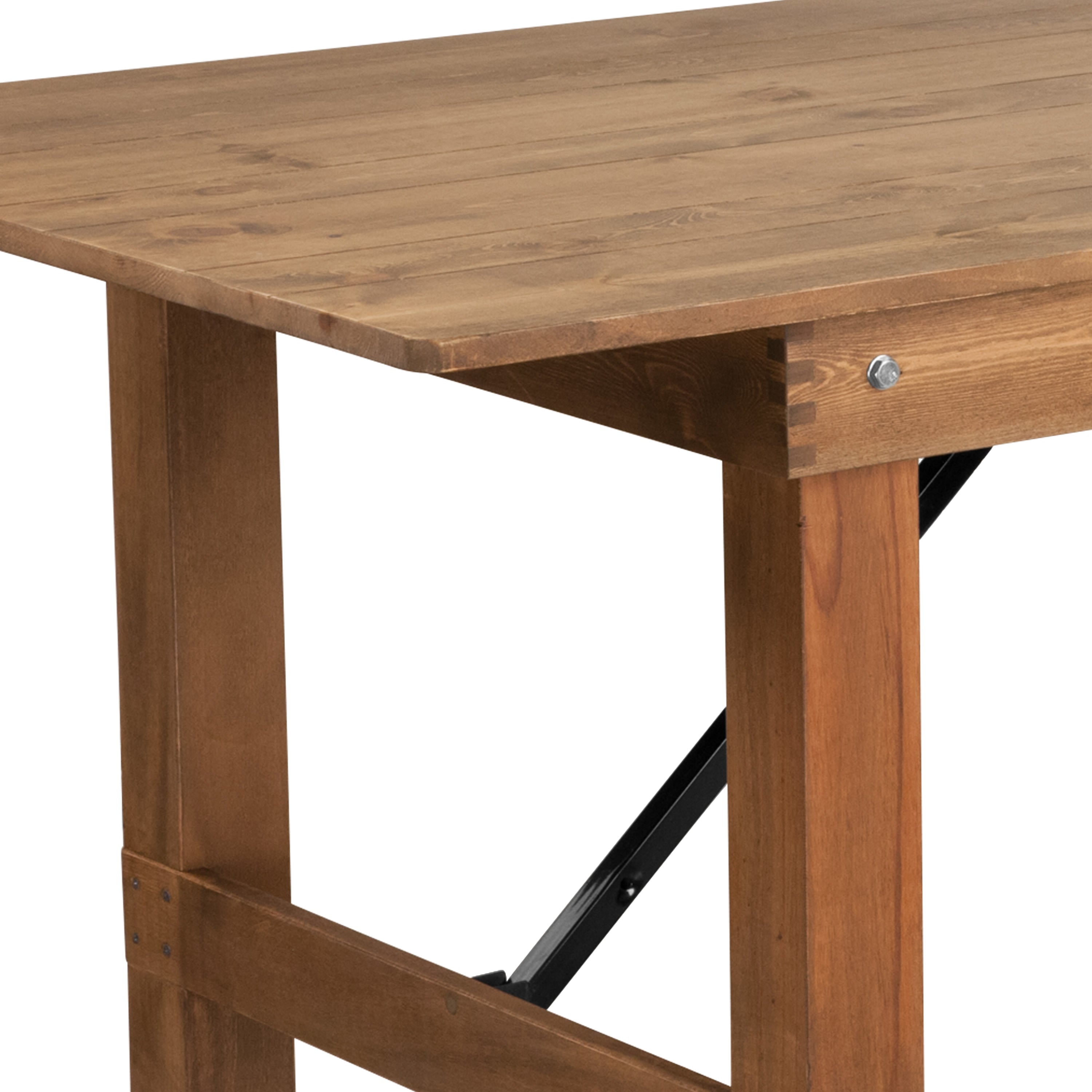 FLASH HERCULES Series 7' x 40" Rectangular Solid Pine Folding Farm Table