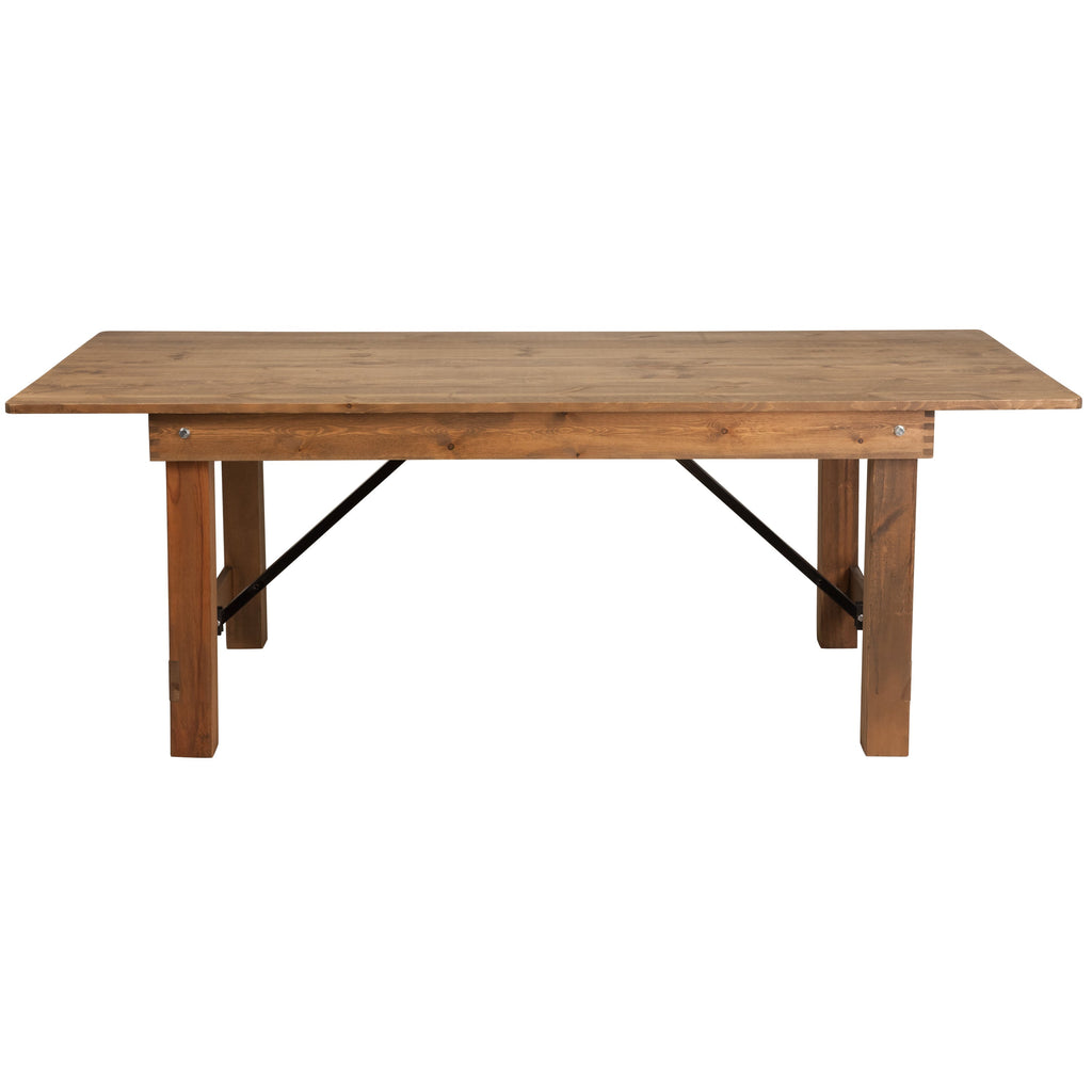 FLASH HERCULES Series 7' x 40" Rectangular Solid Pine Folding Farm Table