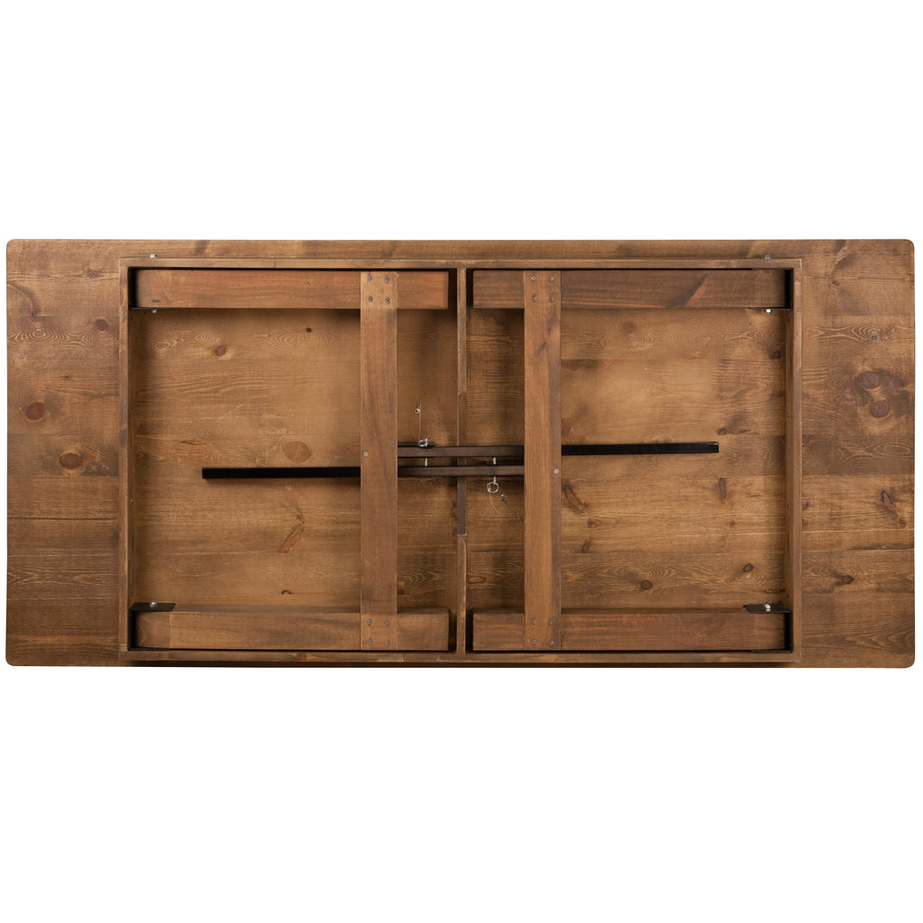 FLASH HERCULES Series 7' x 40" Rectangular Solid Pine Folding Farm Table
