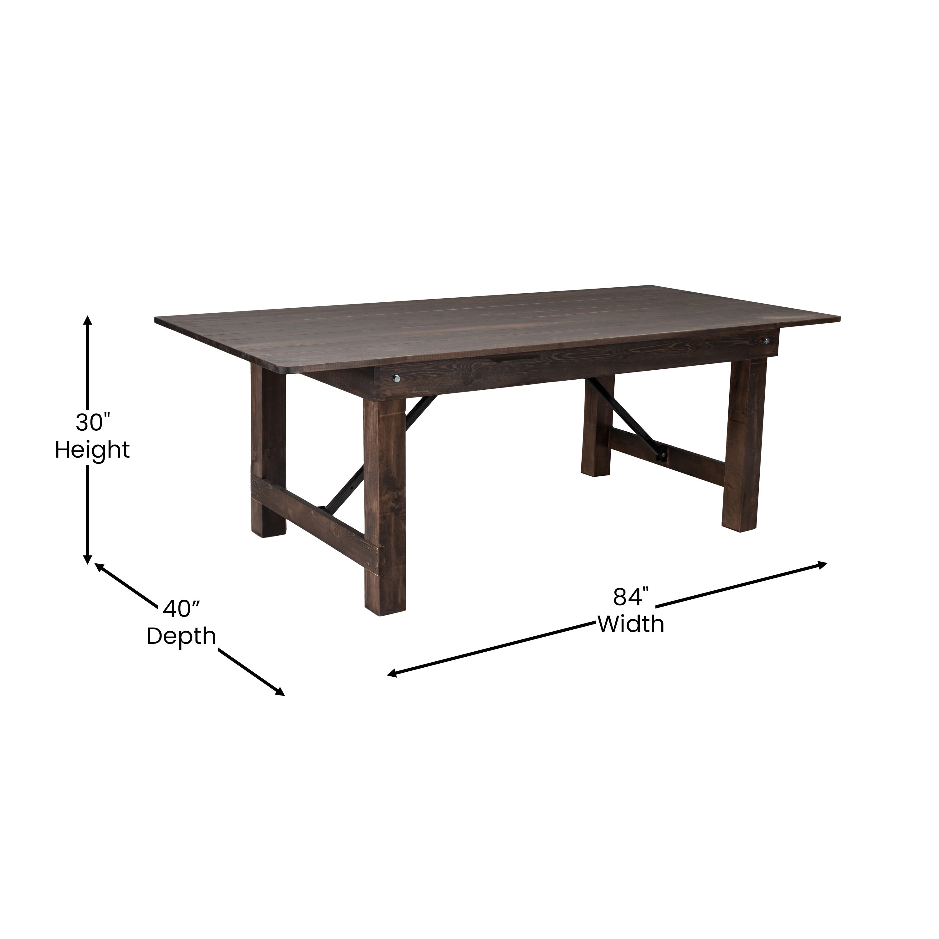 FLASH HERCULES Series 7' x 40" Rectangular Solid Pine Folding Farm Table