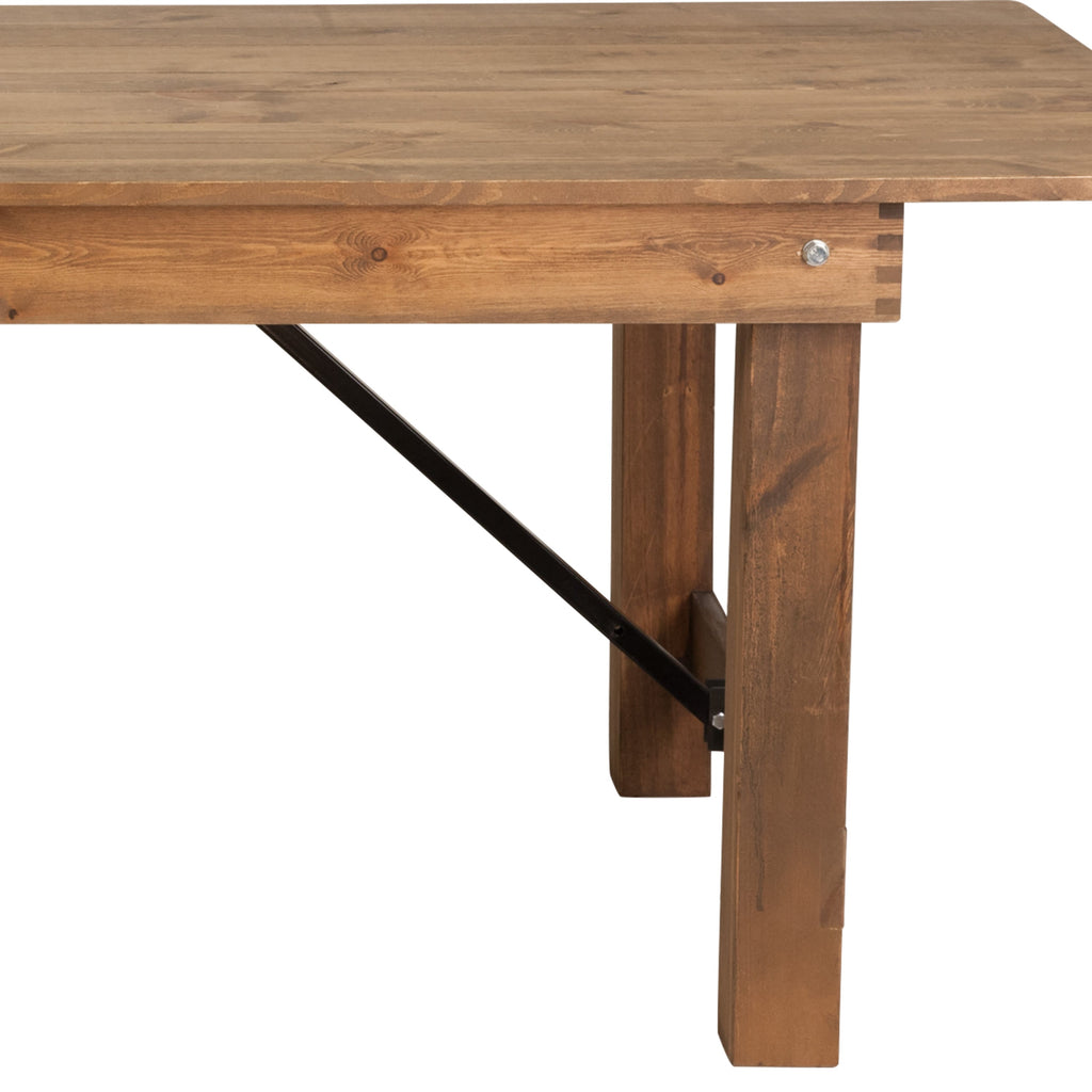FLASH HERCULES Series 7' x 40" Rectangular Solid Pine Folding Farm Table