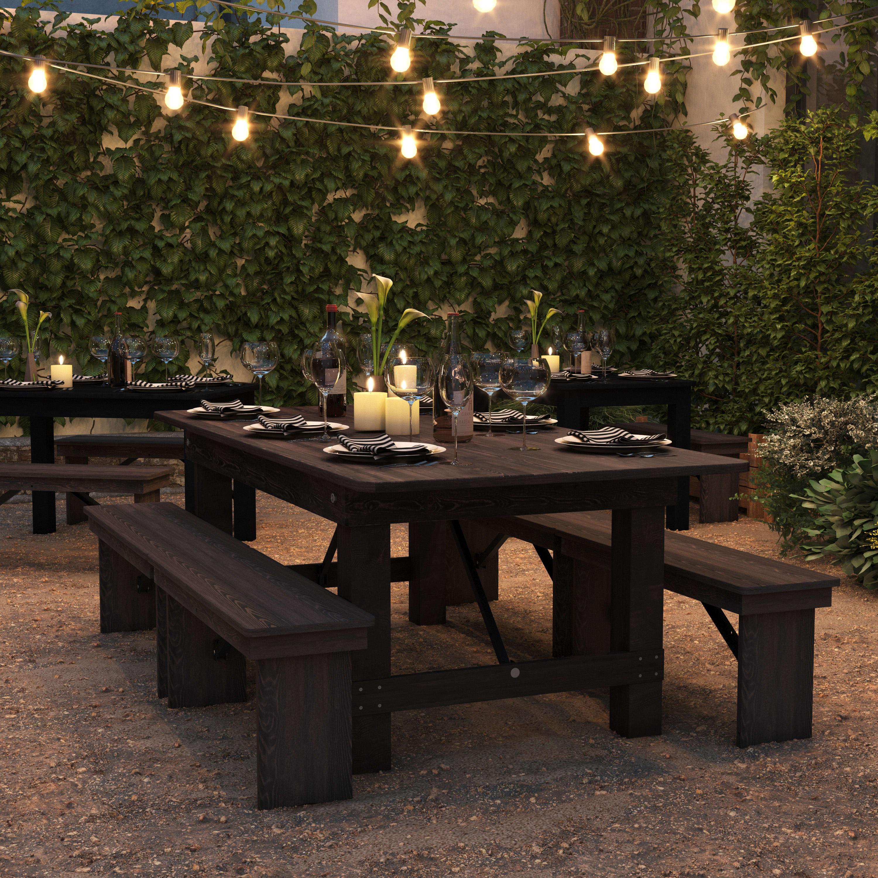 FLASH HERCULES Series 7' x 40" Rectangular Solid Pine Folding Farm Table