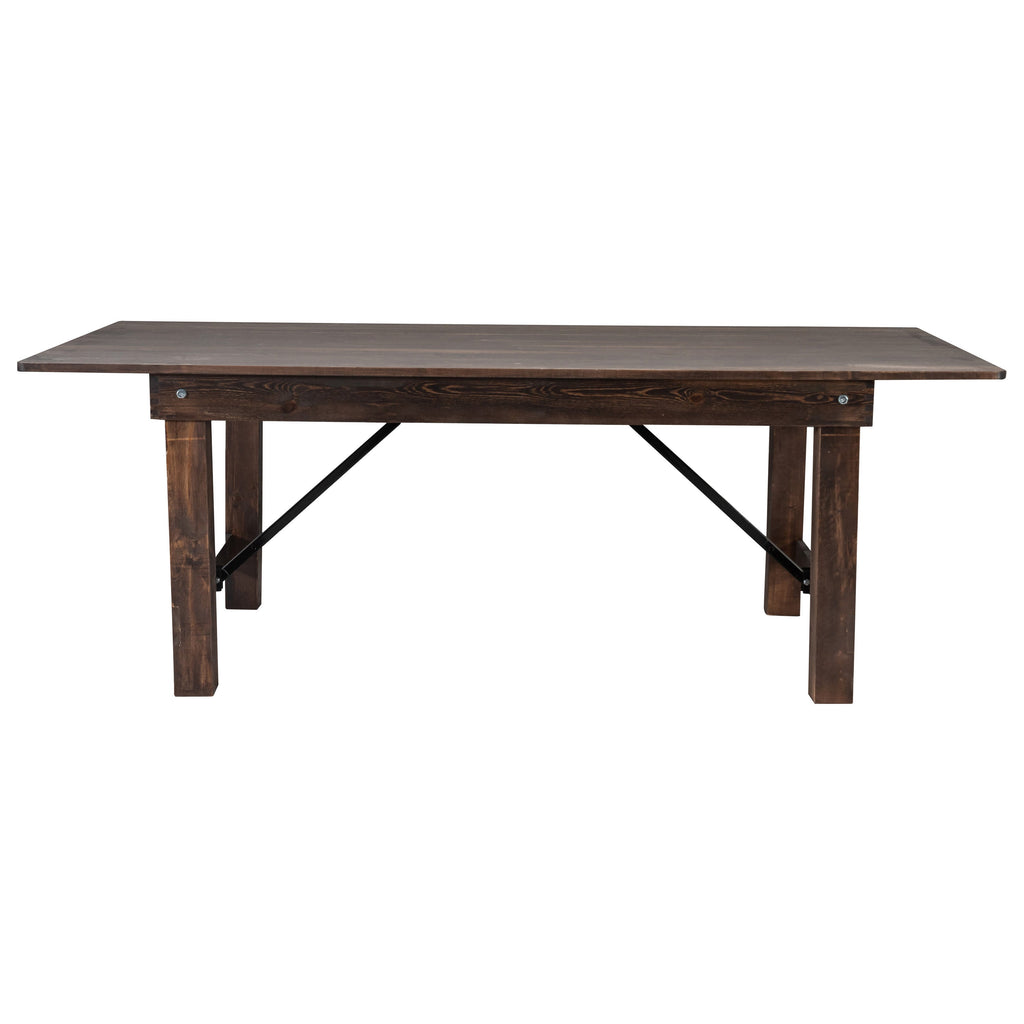 FLASH HERCULES Series 7' x 40" Rectangular Solid Pine Folding Farm Table