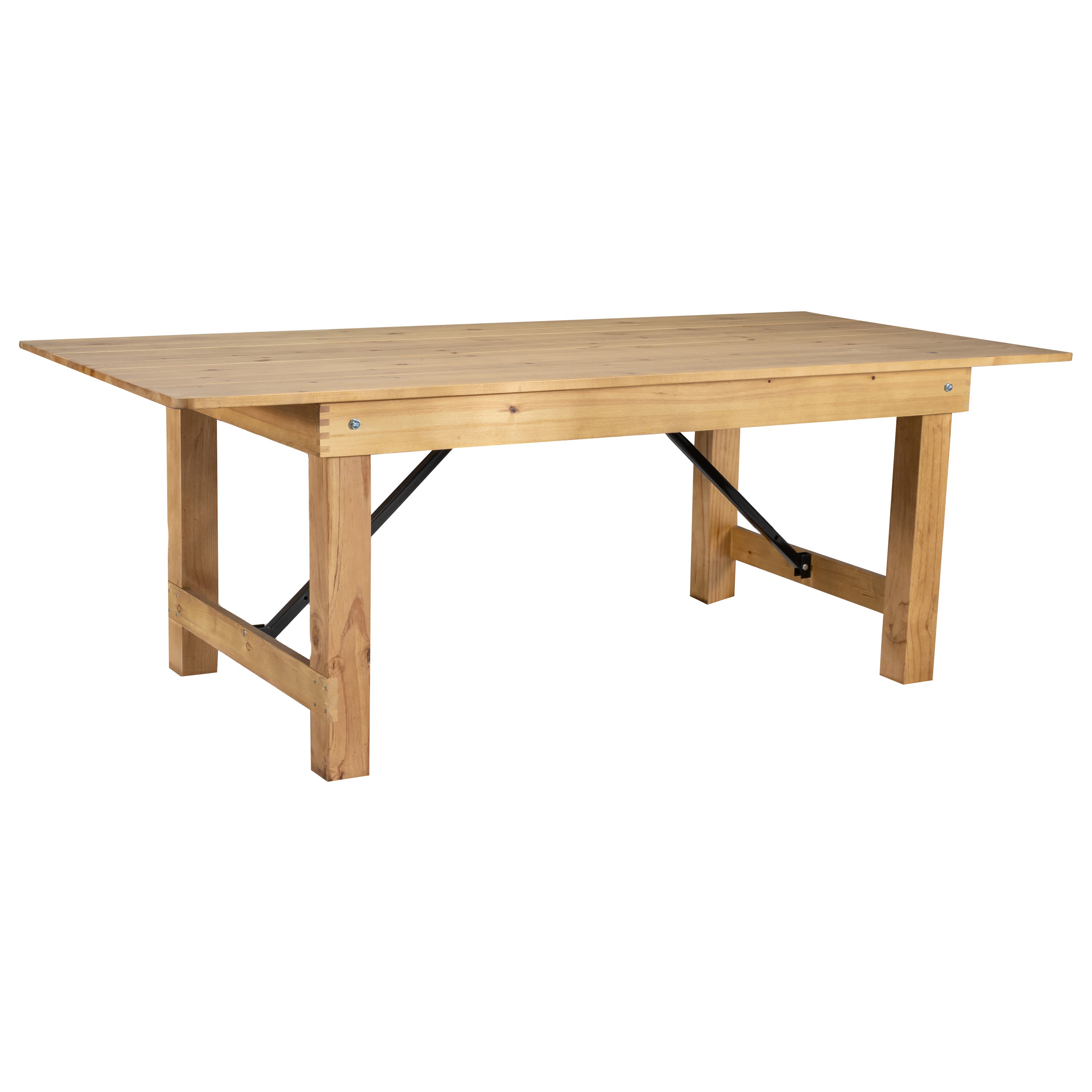 FLASH HERCULES Series 7' x 40" Rectangular Solid Pine Folding Farm Table